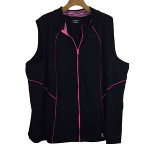 Catherines Womens Breast cancer Vest Full Zip Long Sleeves Black Size 4X Plus